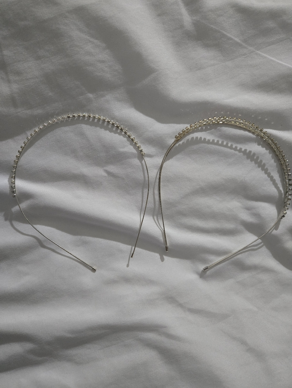 2-piece Rhinestone Double And Single Headband - Silver - Picture 2 of 6